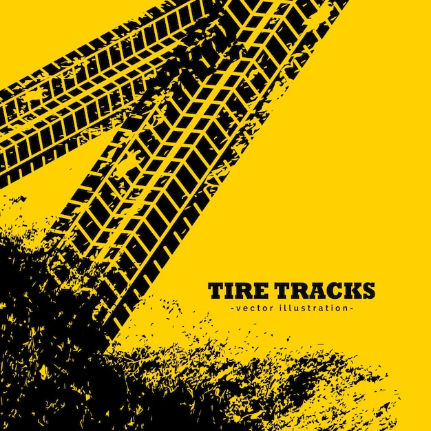 Tire tracks on grunge yellow background