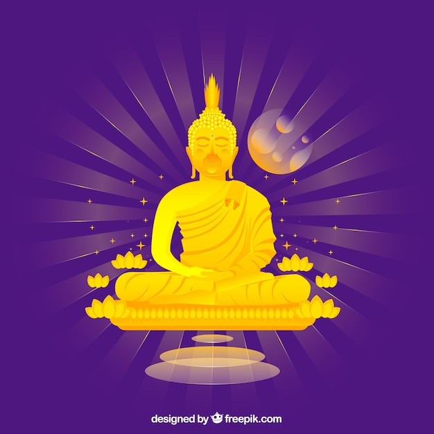 Traditional budha with flat design