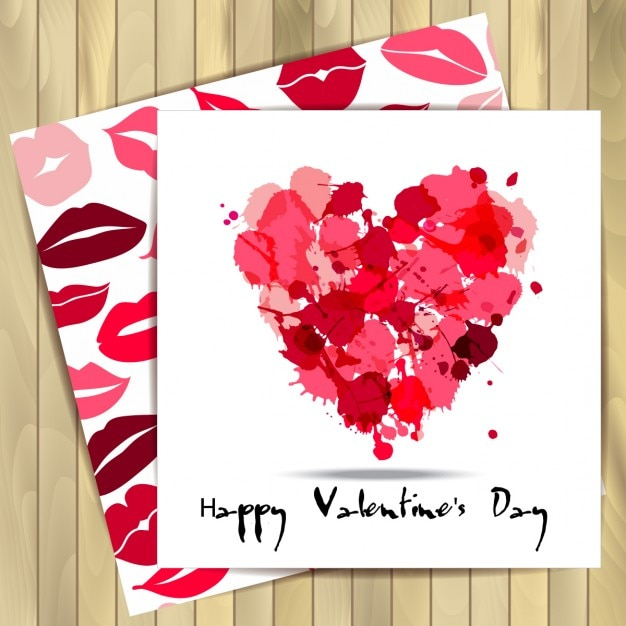 Valentine card with kisses and a heart