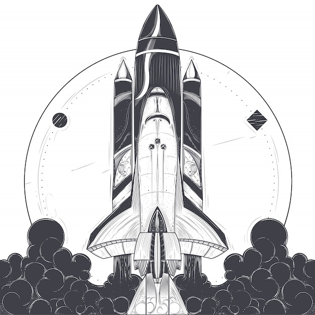 Vector illustration of a space rocket launch.