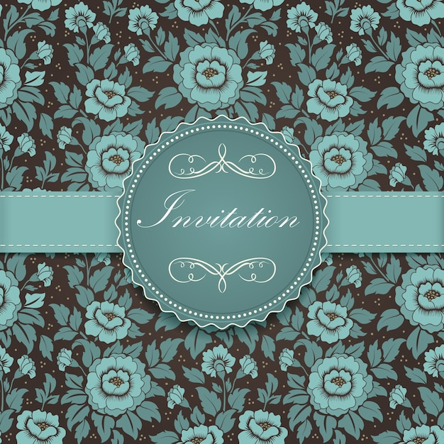 Wedding invitation and announcement card with floral background artwork
