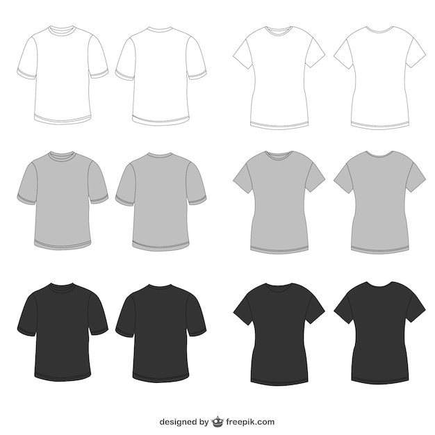 White, grey and black tees