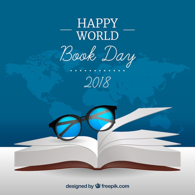 World book day background in realistic style