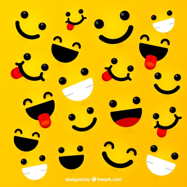 Yellow background with expressive faces