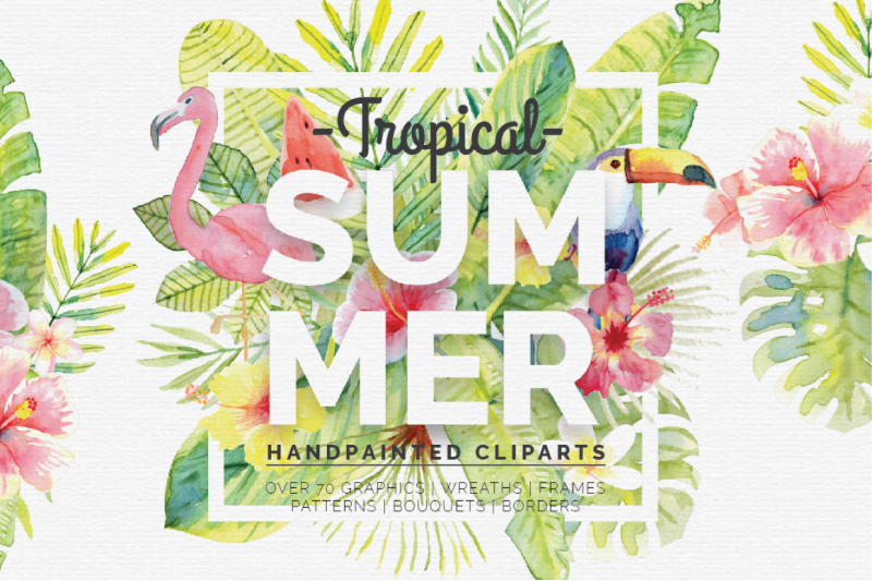 FREE Tropical Summer Clipart By TheHungryJPEG | TheHungryJPEG.com