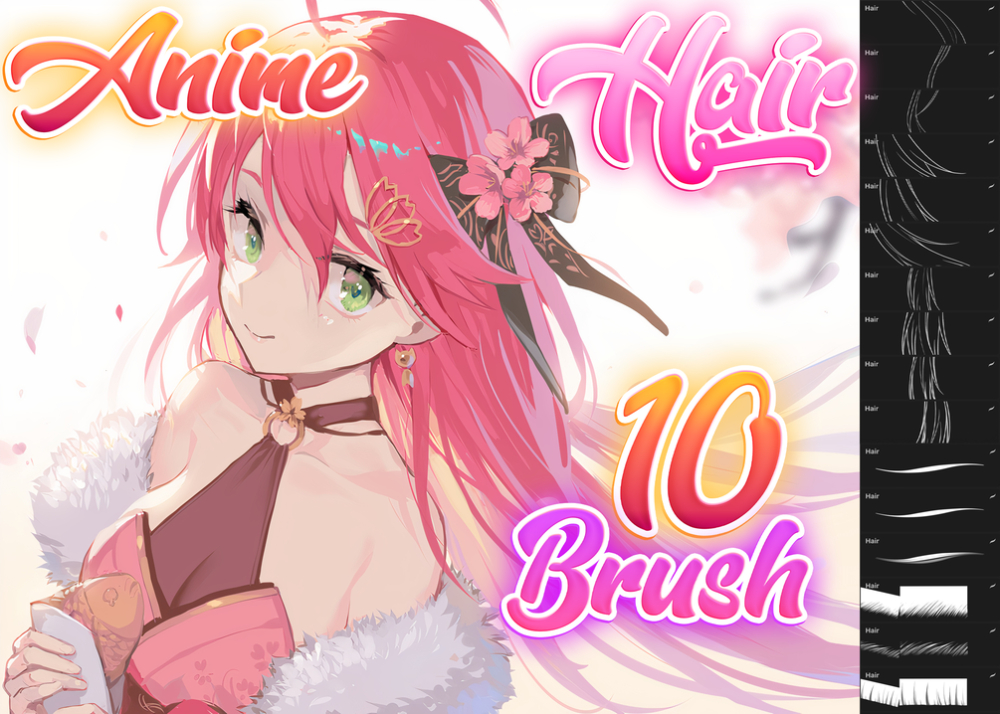 Free: Free Anime hair brush pack for Procreate! 