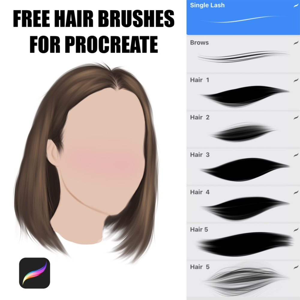 FREE HAIR BRUSHES FOR PROCREATE APP