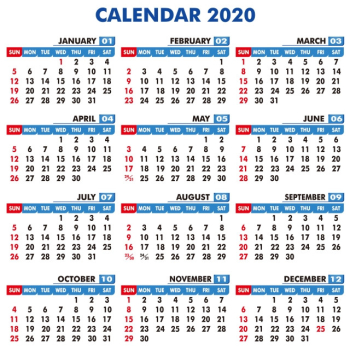 2020 Calendar - PSD template