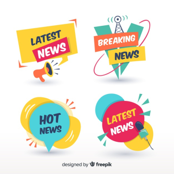 Colorful latest news banners Free Vector