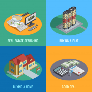 Real estate isometric elements Free Vector