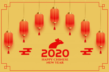 Decorative chinese new year 2020 greeting background Free Vector