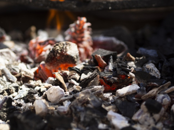 Red smoldering coals in barbecue Free Photo