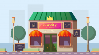 Small jewelry store building cartoon vector Free Vector