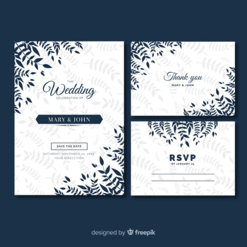 Flat wedding stationery template collection Free Vector