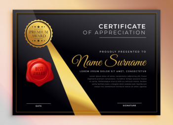 Black and gold premium multipurpose certificate template Free Vector