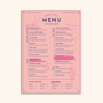 Fresh kitchen restaurant menu template Free Vector