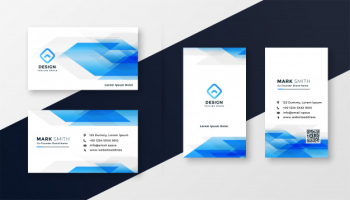 Creative blue abstract business card design Free Vector