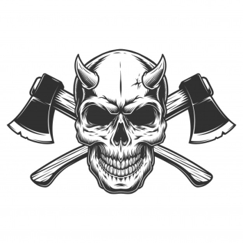 Vintage demon skull with horns Free Vector