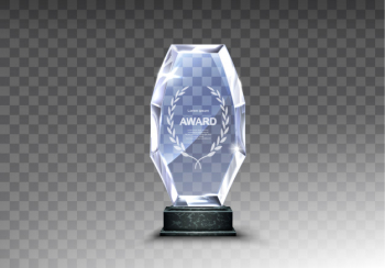 Glass trophy or acrylic winner award realistic Free Vector