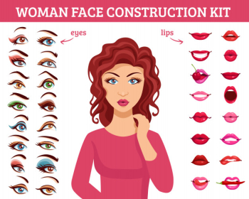 Woman face construction kit Free Vector