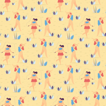 Body positive seamless pattern in floral style Free Vector