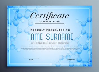 Medical science certificate with molecular structure Free Vector