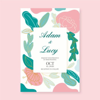 Floral wedding invitation template Free Vector