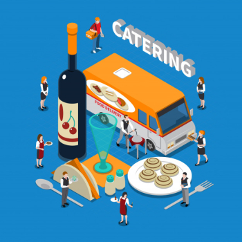 Catering isometric illustration Free Vector