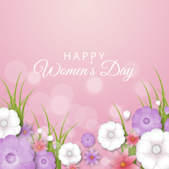 Realistic women's day with colorful flowers Free Vector
