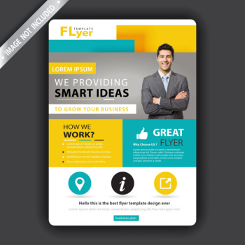 Yellow and green business flyer Free Vector
