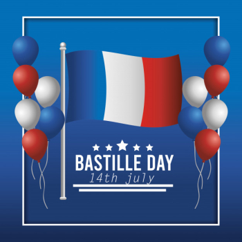 France flag and balloons with stars decoration Free Vector