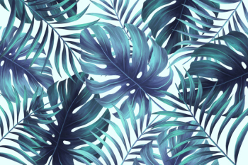 Hand painted summer print with tropical leaves Free Psd
