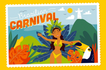 Hand drawn brazilian carnival with dancer Free Vector