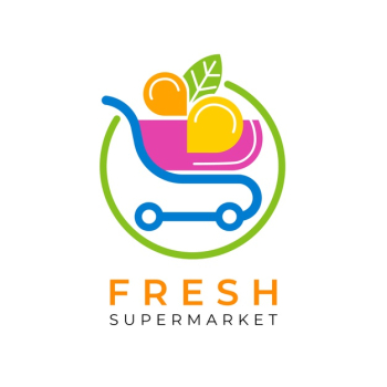 Supermarket logo with shopping cart Free Vector