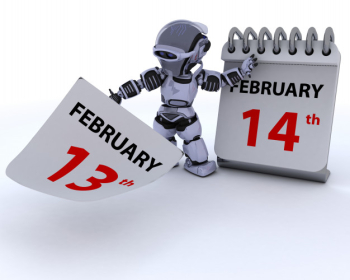 Robot with a calendar, february 14th Free Photo