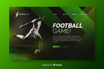 Football landing page with photo Free Vector
