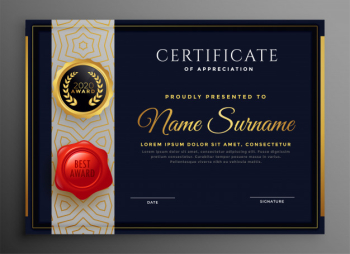 Black and gold certificate premium  template Free Vector
