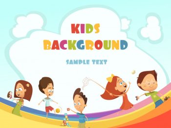 Playing kids cartoon background Free Vector