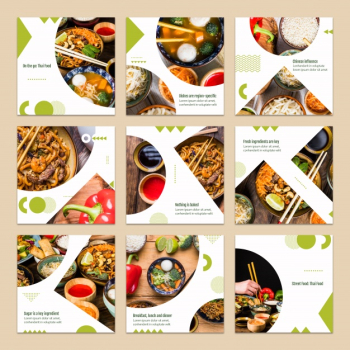 Collection of card template with food concept Free Psd