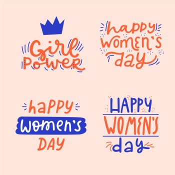 Lettering women's day badge collection Free Vector