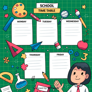 Back to school timetable template Free Vector