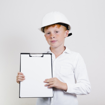 Portrait of young child with helmet Free Photo
