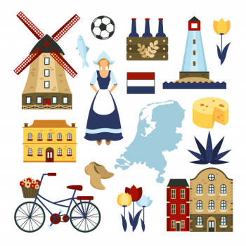 Netherlands symbols set Free Vector