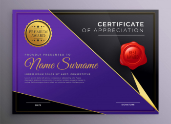 Modern golden certificate of appreciation template Free Vector