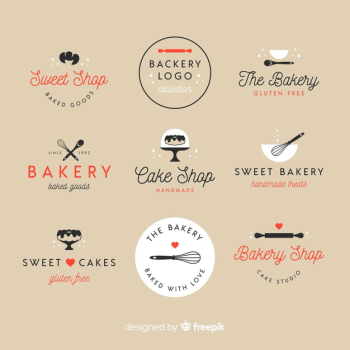 Flat bakery logos Free Vector