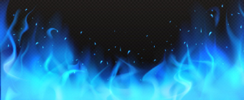 Realistic blue fire border, burning flame clipart Free Vector
