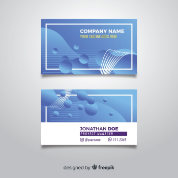 Duotone business card with gradient shapes template Free Vector