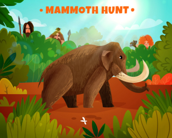 Mammoth hunt vector illustration Free Vector