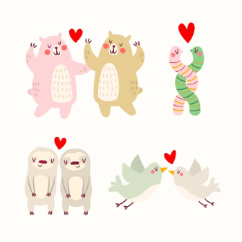 Drawing with animal couples Free Vector