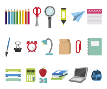 Bundle of education learning set icons Free Vector